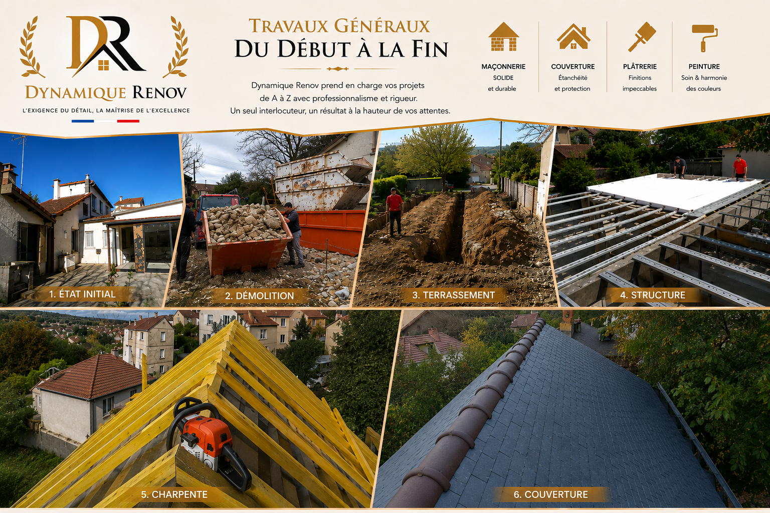 Entreprise de rénovation générale réalisant des travaux complets de la démolition à la couverture à Paris et dans le Val-de-Marne